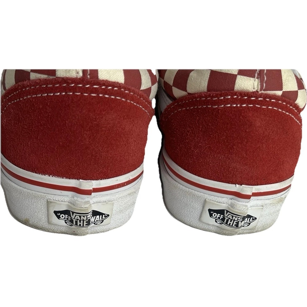 Vans Old Skool Checkerboard Red White Womens Low Top Sneakers Skate Shoes - Picture 4 of 8